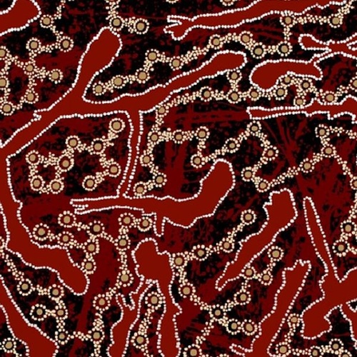 Fabric 2nd - Aboriginal Art Yellow Bush Plum Per Metre