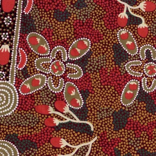 Fabric 2nd - Aboriginal Art Bush Tomato - Red Per Metre