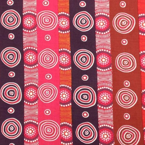 Fabric 2nd - Aboriginal Art Desert Pink - Black Per Metre