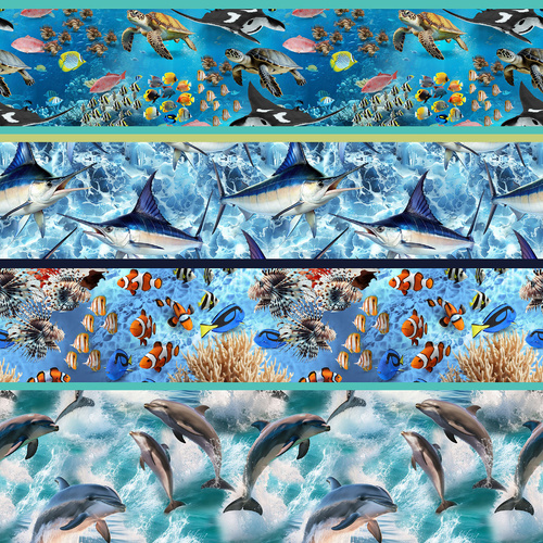 Marine Marvels Ocean Sea Life Barrier Reef Stripe 4058D