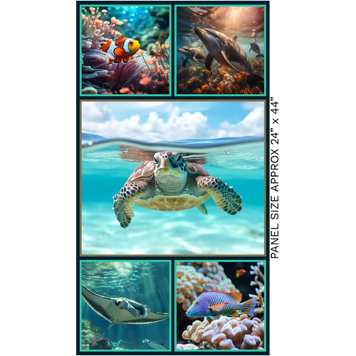 Marine Marvels Ocean Sea Life Barrier Reef  24" Panel 4058B