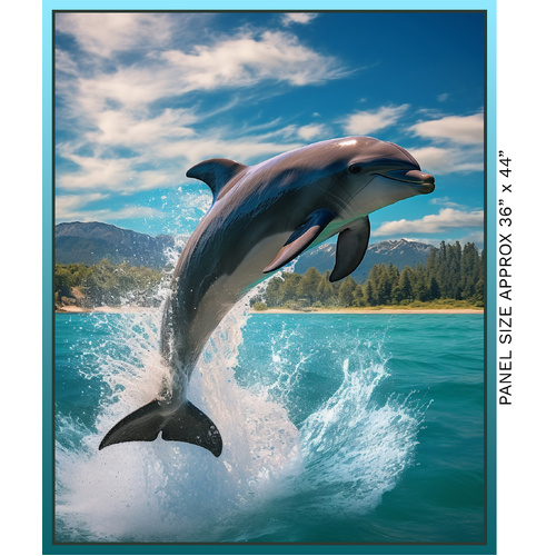 Marine Marvels Ocean Sea Life Dolphin 36" Panel 4058A3