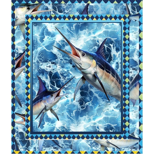 Marine Marvels Marlin Fish Quilt Panel Kit
