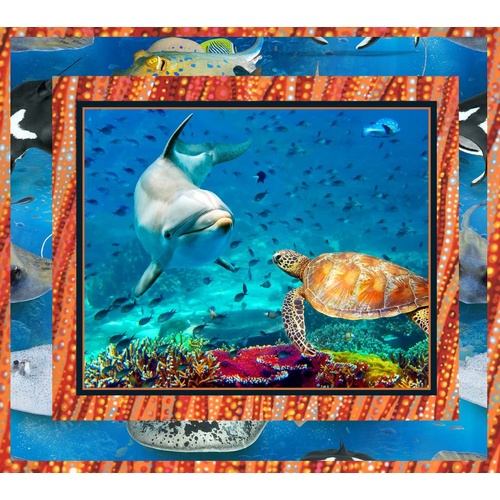 Marine Marvels Dolphin Turtle Sea Life Quilt Panel Kit