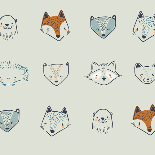 $6.95/Metre -Little Forester Fusion Furries Faces 2204