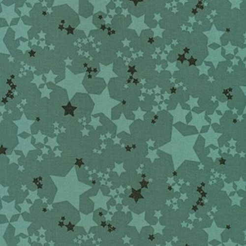 $6.95/Metre -Wishwell Moonlight Stars Jade Metallic 20067-51
