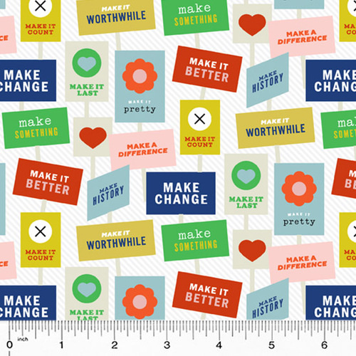 $6.95/Metre -Breaking News Make History Words White 52304-1