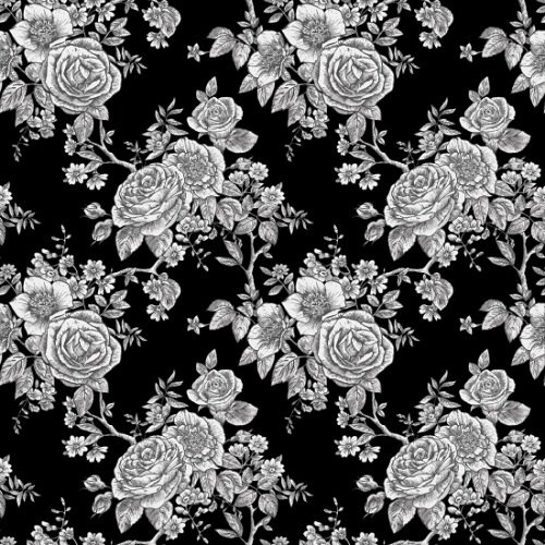 Super Sale Roses Wideback Backing 108" Wide Black BQ8294 099