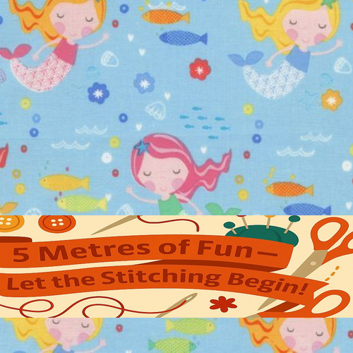 Super Sale - 5 Metres - Sew Much for Less! - Kidz Mermaids Fish Ocean