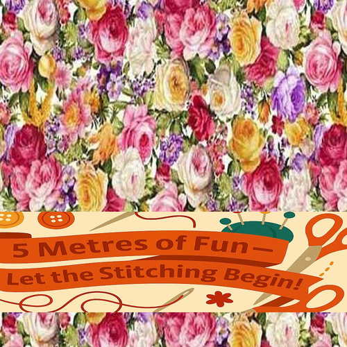 Super Sale - 5 Metres - Sew Much for Less! -Ayana Floral Rose 