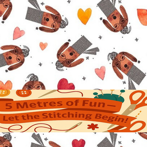 Super Sale - 5 Metres - Sew Much for Less! -Dogs Hearts 343-09