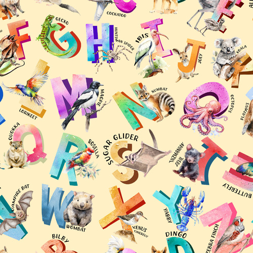 A is for Aussie Alphabet Animals I Spy Cream 4067D