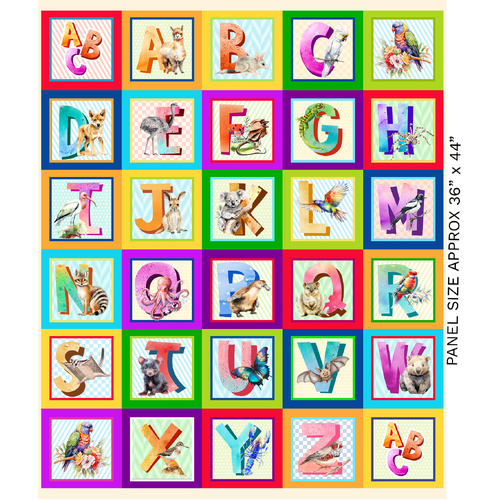 A is for Aussie Alphabet Animals I Spy A-Z 36" Panel