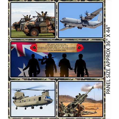 Respect ANZAC We Will Remember Them 36" Quilt Panel 4102B