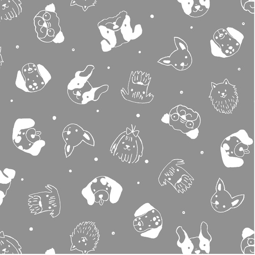 Super Sale Ultimutt Michael Miller Puppy Dog Faces Grey 4050/629G 