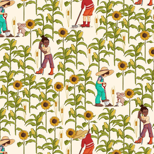 Super Sale Michael Miller Farm Days Sunflower Farmers Cream 3129/875CR 