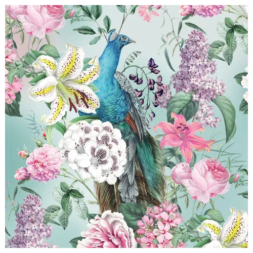 Fabric Remnant- Unrivalled Collection Fleurs De Paon Peacock 56cm