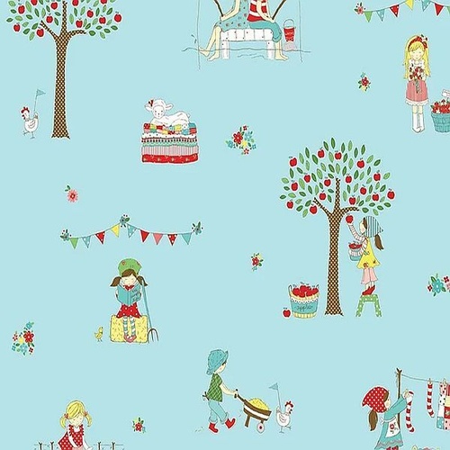 Fabric Remnant-  Simple Goodness Main Aqua 98cm