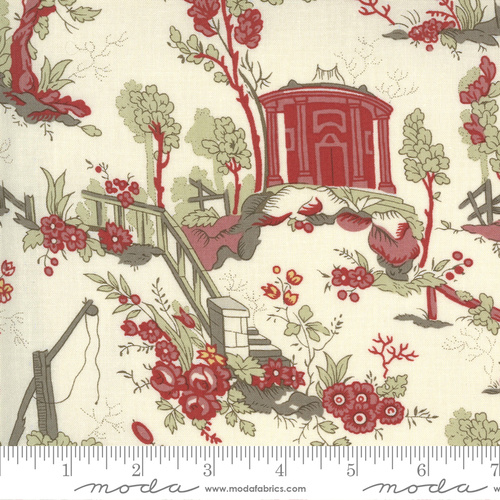 Fabric Remnant- 	 Moda Jardin De Fleurs Main Pearl 76cm