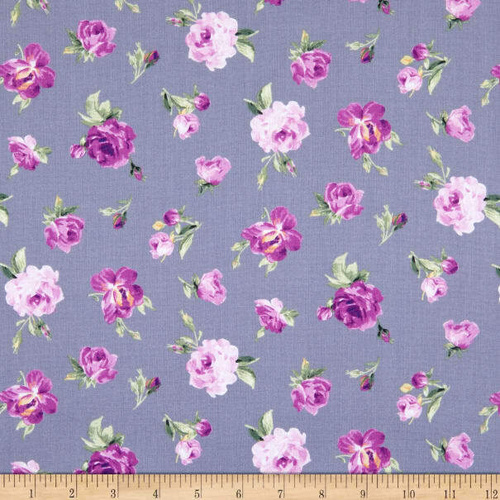 Fabric Remnant- 	 Symphony Rose Flowers 56cm