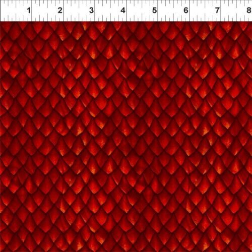 Fabric Remnant-Dragons Digital Scales Scarlet Red 92cm