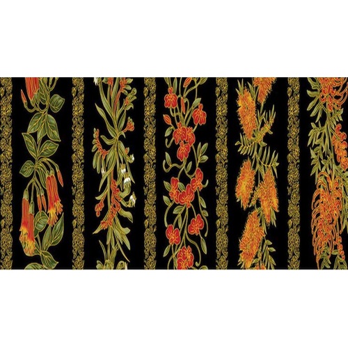 Fabric Remnant-Under The Australian Sun Floral Stripe 46cm