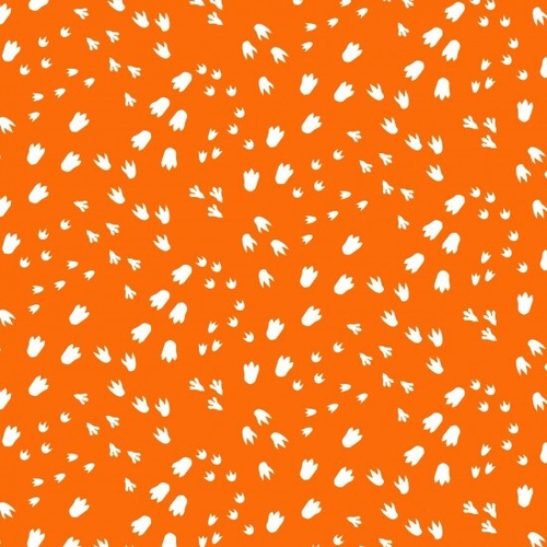 Fabric Remnant- Dinosaur Dance Dino Prints Orange 73cm
