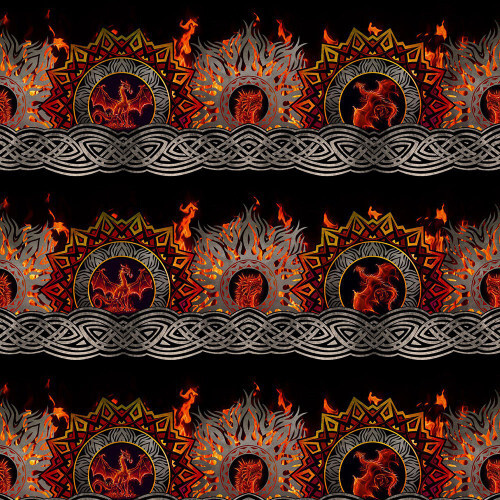 Fabric Remnant- Dragons Digital Dragons Stripe 50cm