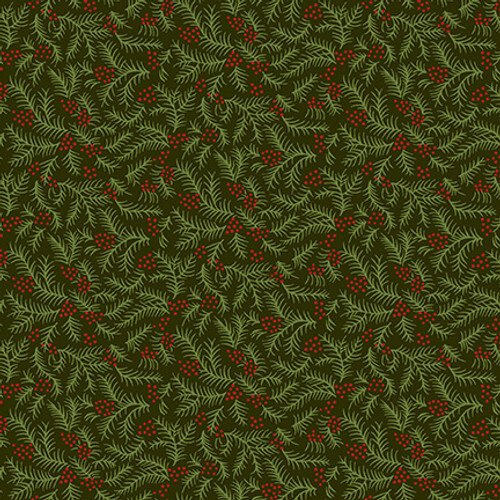 Fabric Remnant- Winter Joys Christmas Holly Fir Sprigs 58cm