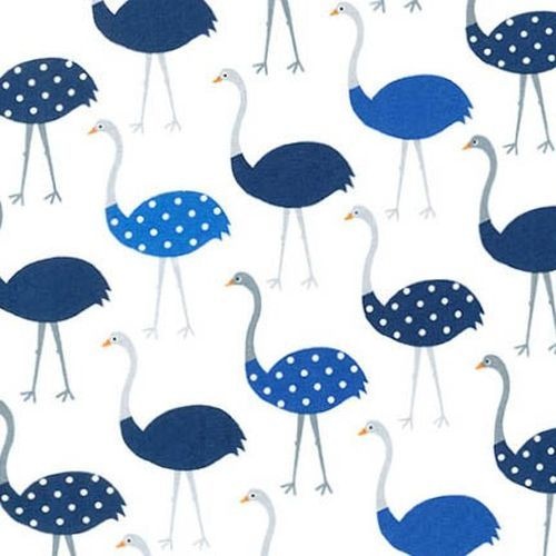 $6.95/Metre - Robert Kaufman Zoologie Ostrich Blue