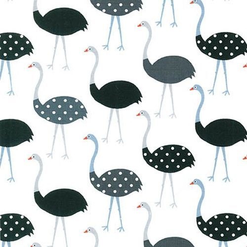 $6.95/Metre - Robert Kaufman Zoologie Ostrich Black