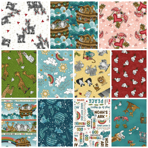 Two By Two Noah's Ark Animals FQ Fat Quarter Bundle