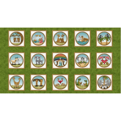 Two By Two Noah's Ark Animals 6" Blocks Panel