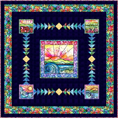 Super Sale Flower to the Sun Stained Glass Quilt Kit