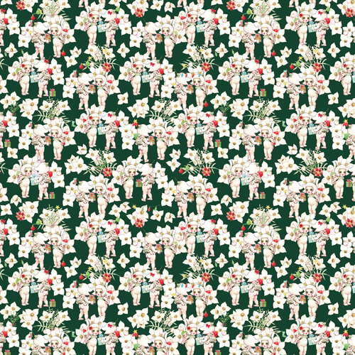May Gibbs Christmas Pink Boronia Floral Green MG1037