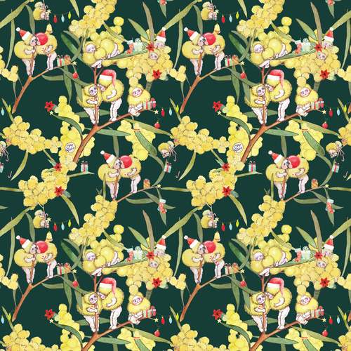 May Gibbs Christmas Blossom Babies Green MG1035
