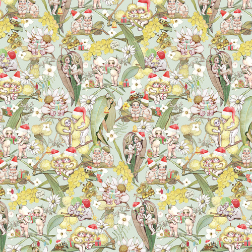 May Gibbs Christmas Gossiping Gumnuts Lt Green MG1032