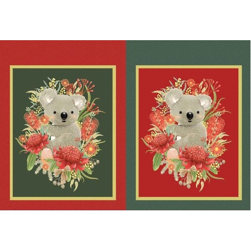 Jen Digital Art Christmas Koalas Sack Block Panel DV6956