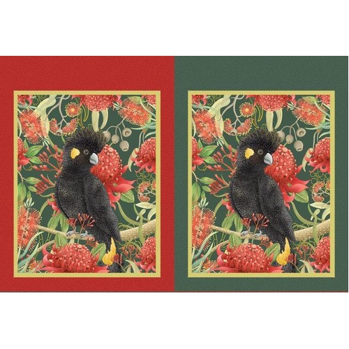 Jen Digital Art Christmas Cockatoos Sack Block Panel DV6955