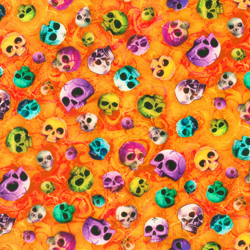 Bright Frights Skulls Orange Ember 23088-285