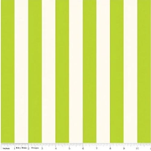 Fabric Remnant- 1" Le Creme Stripe Lime 83cm