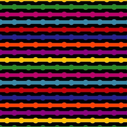 Fabric Remnant- Colour Splash Stripes Multi Black 59cm
