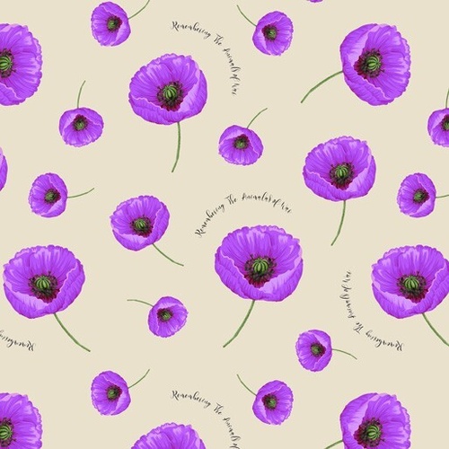 Fabric Remnant- Animals of War Remembering Poppies 39cm