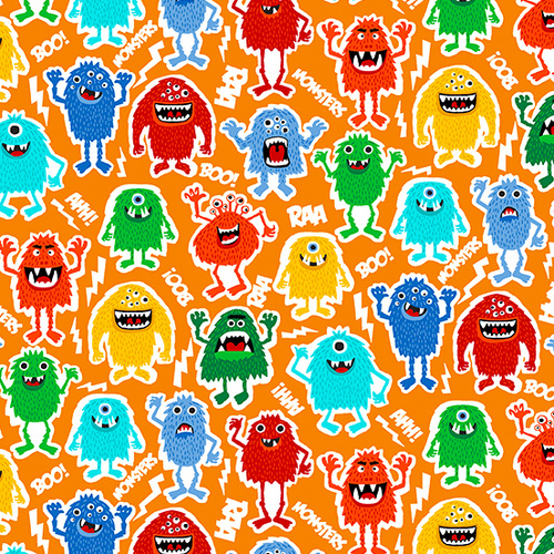 Fabric Remnant- Scary Monsters Boo 64cm