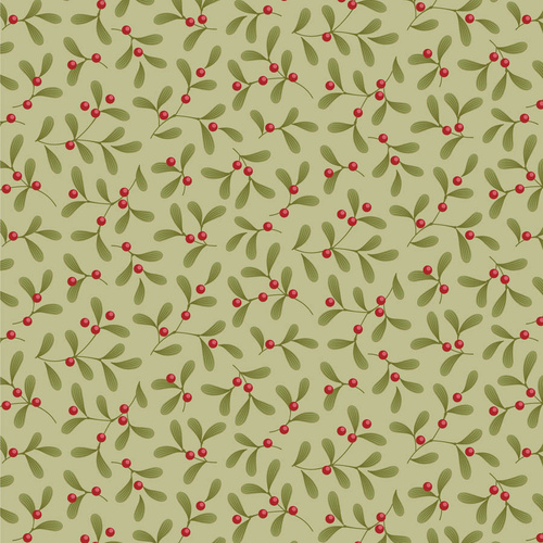 Tilda Merry Little Christmas Floral Mistletoe Pistachio Green 100633