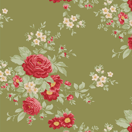 Tilda Merry Little Christmas Floral Carol Moss Green 100632