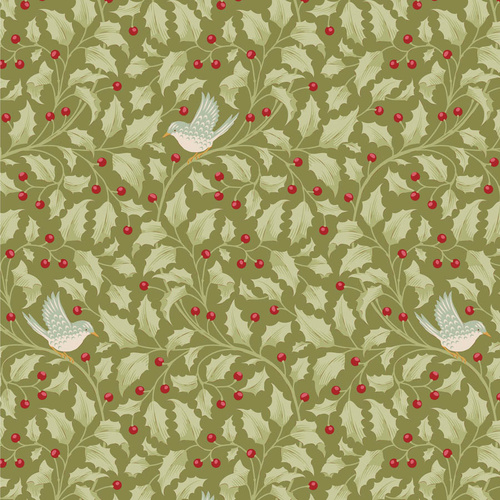 Tilda Merry Little Christmas Floral Holly Moss Green 100631