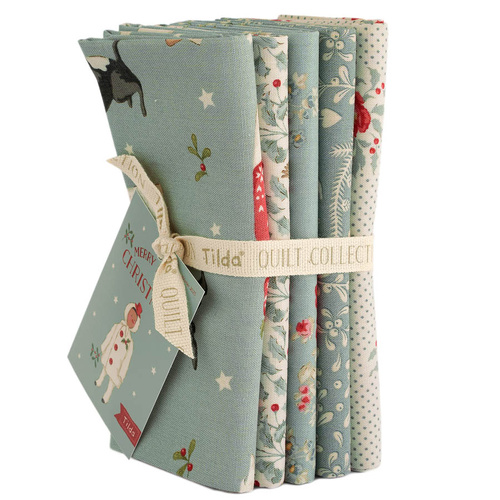 Tilda Merry Little Christmas  Duckegg Blue FQ Bundle