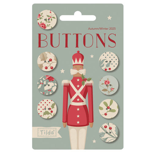 Tilda Merry Little Christmas Buttons 0.63in (16mm) 8 Pack 400072