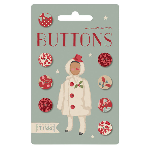 Tilda Merry Little Christmas Buttons 0.47in (12mm) 8 Pack 400073